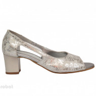 Sandale argintii dama din piele naturala toc 5 cm cod S304
