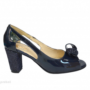 Sandale bleumarin dama din piele naturala toc aplicat 7 cm cod S317
