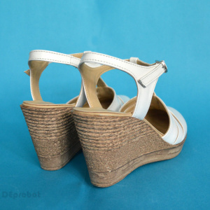 Sandale dama albe cu platforma din piele naturala cod S55ALB