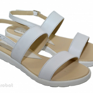 Sandale dama piele naturala albe cu talpa joasa cod S17