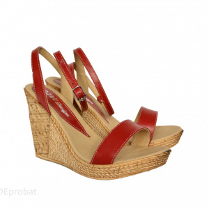 Sandale dama rosii cu platforma de 10,5 cm cm din piele naturala cod S53ROSU