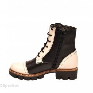 Bocanci dama piele naturala Negru cu Alb sport-casual cod BOC17