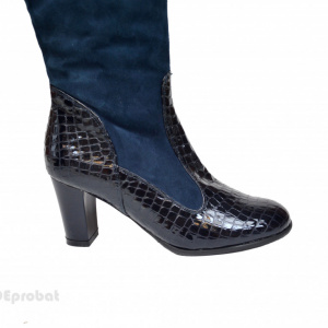 Cizme dama bleumarin din piele naturala cu toc cod LSSG329 - LICHIDARE STOC