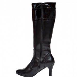Cizme dama negre din piele naturala cu toc cod LSG328 - LICHIDARE STOC