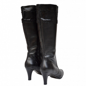 Cizme dama negre din piele naturala cu toc cod LSSG330 - LICHIDARE STOC