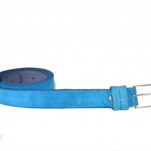 Curea piele naturala intoarsa bleu (latime 3,3 cm) - Made in Romania C165