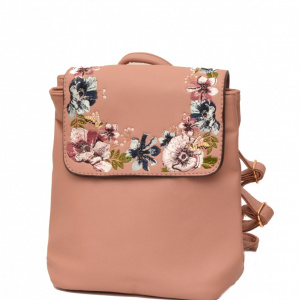 Geanta dama Good Mood - Rucsac bej inflorat dama cod 313B