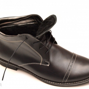 Ghete barbati piele naturala Negre casual-elegante cu siret cod G12