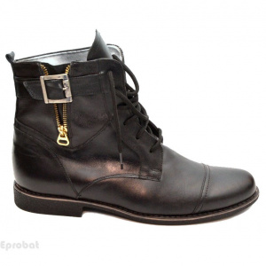 Ghete barbati piele naturala Negre casual-elegante cu siret cod G24