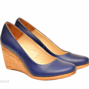 Pantofi albastri dama eleganti - casual din piele naturala cod P133