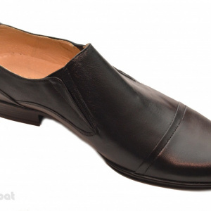 Pantofi barbati piele naturala negri casual-eleganti cu elastic cod P16EL