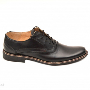Pantofi barbati piele naturala negri casual-eleganti cu siret cod P22