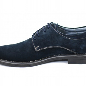 Pantofi barbati piele naturala velur bleumarin casual-eleganti cu siret cod P25BL