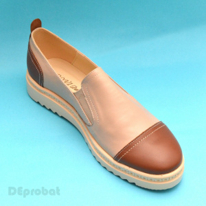Pantofi dama bej casual-eleganti din piele naturala cu elastic cod P54
