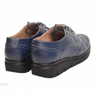 Pantofi dama bleumarin casual-eleganti din piele naturala Oxford Black cod P161BLM