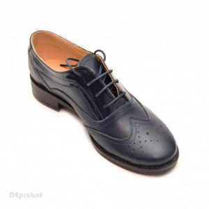 Pantofi dama bleumarin casual-eleganti din piele naturala Oxford cod P71BL