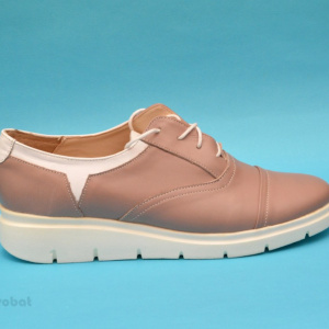 Pantofi dama crem cu alb casual-eleganti din piele naturala cod P141, model Selena