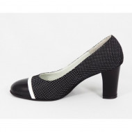 Pantofi dama eleganti din piele naturala negri cu buline cod P315