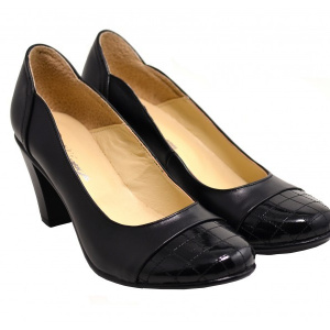 Pantofi dama eleganti negri din piele naturala cod P124