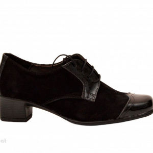 Pantofi dama eleganti negri din piele naturala cu toc 4 cm cod P139N