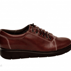 Pantofi dama grena cu siret din piele naturala cod P183GR