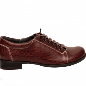Pantofi dama grena cu siret elastic din piele naturala cod P181GR