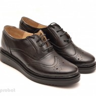 Pantofi dama negri casual-eleganti din piele naturala Oxford Black - LICHIDARE STOC 37, 38