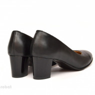 Pantofi dama negri cu toc aplicat din piele naturala cod P357