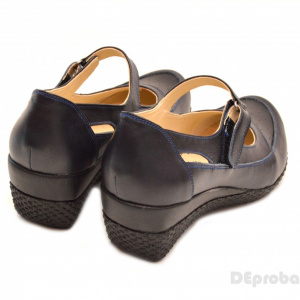 Pantofi dama piele naturala bleumarin cu platforma cod P57 - Made in Romania