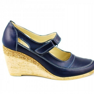Pantofi dama piele naturala bleumarin cu platforma cod P74BL - Made in Romania