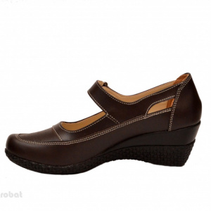 Pantofi dama piele naturala maro cu platforma cod P15M - Made in Romania