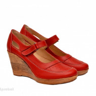 Pantofi dama piele naturala rosii cu platforma cod P74R - LICHIDARE STOC 37, 38
