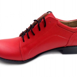 Pantofi dama piele naturala rosii cu siret cod P92R