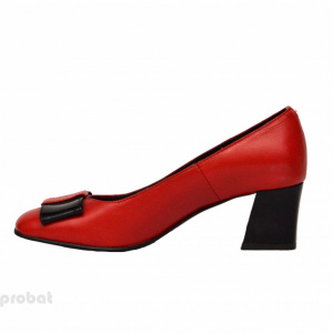 Pantofi dama rosii cu toc aplicat din piele naturala cod P354