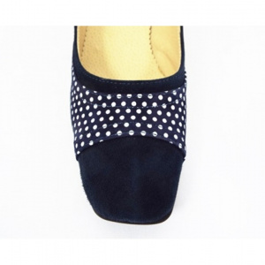 Pantofi eleganti dama bleumarin din piele naturala velur cod P321
