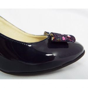 Pantofi eleganti dama bleumarin lacuiti din piele naturala cod P327