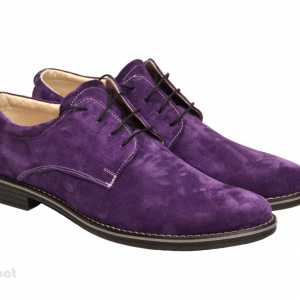 Pantofi mov barbati piele naturala velur - cod P197