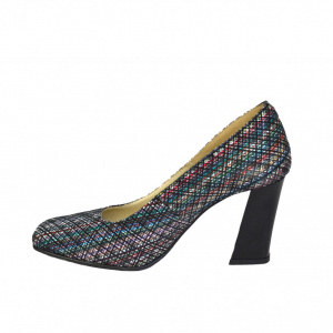 Pantofi multicolori dama eleganti din piele naturala cod P378
