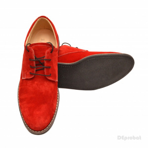 Pantofi rosii barbati piele naturala velur casual-office - cod P73