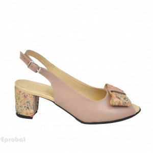 Sandale bej dama din piele naturala toc aplicat 5 cm cod S326