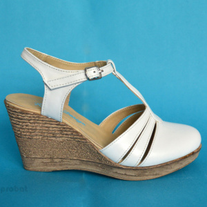 Sandale dama albe cu platforma din piele naturala cod S55ALB