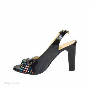Sandale negre dama din piele naturala toc aplicat 9 cm cod S329