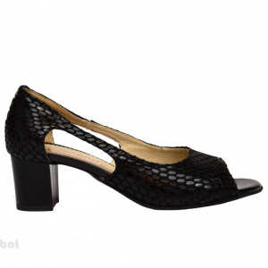 Sandale negri dama din piele naturala toc 5 cm cod S303