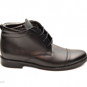 Ghete barbati piele naturala Negre casual-elegante cu siret cod G12CN