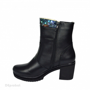 Ghete dama negre din piele naturala cod G614