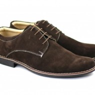 Pantofi barbati piele naturala velur maro casual-eleganti cu siret cod P25M