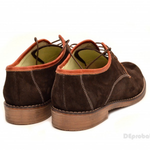 Pantofi barbati piele naturala velur maro casual-eleganti cu siret cod P112
