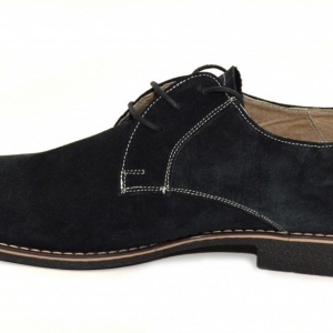Pantofi barbati piele naturala velur negri casual-eleganti cu siret cod P25N