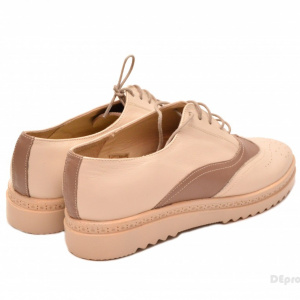 Pantofi dama bej casual-eleganti din piele naturala cod P53
