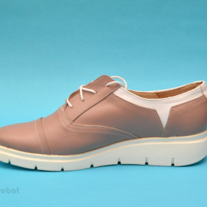 Pantofi dama crem cu alb casual-eleganti din piele naturala cod P141, model Selena